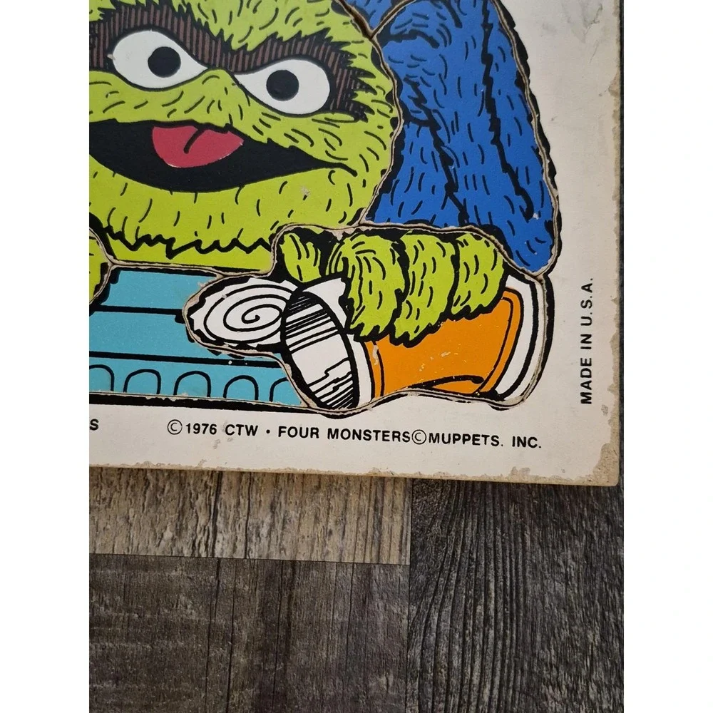 Vintage Playskool Wood Tray Puzzle Sesame Street Lot of 2- Monsters & Bert Ernie